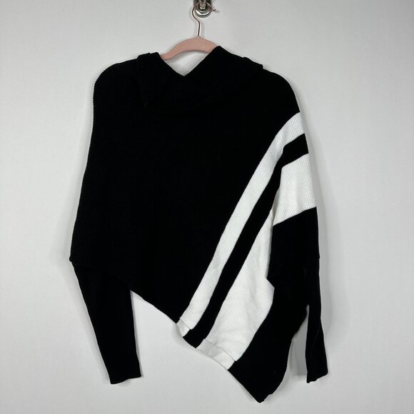 NWT White House Black Market Long Sleeve Cowl Neck Stripe Poncho M/L - Picture 3 of 7